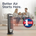 Lasko 1500W Ceramic Tower Space Heater with Digital Display and Remote Control, 5160, Black/Silver