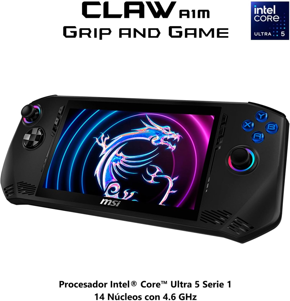 MSI Claw A1M (A1M-048CA) – Consola Portátil 7″ FHD 120Hz, Intel Core Ultra 5-135H, 16GB RAM, 512GB SSD, Windows 11