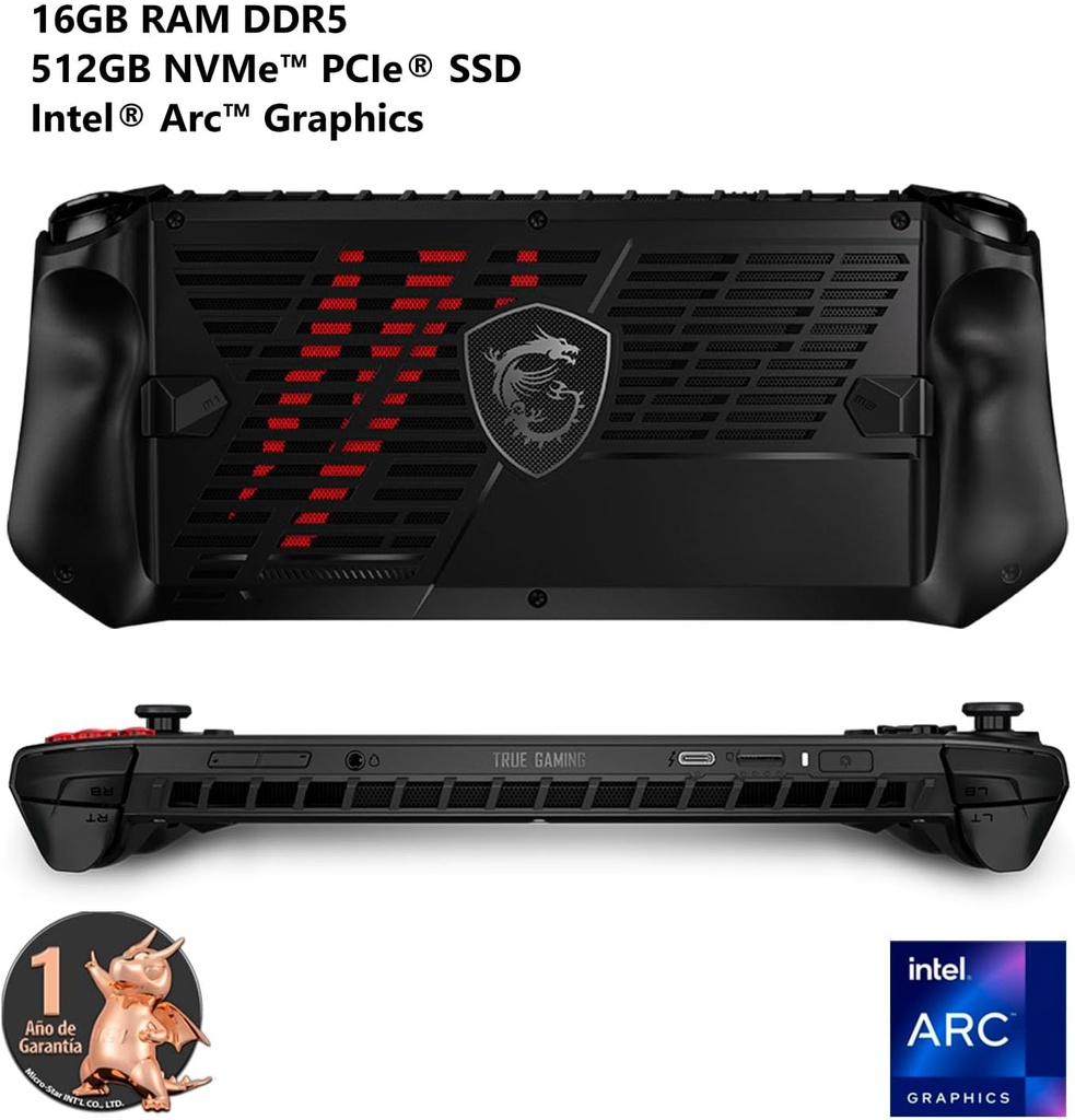 MSI Claw A1M (A1M-048CA) – Consola Portátil 7″ FHD 120Hz, Intel Core Ultra 5-135H, 16GB RAM, 512GB SSD, Windows 11