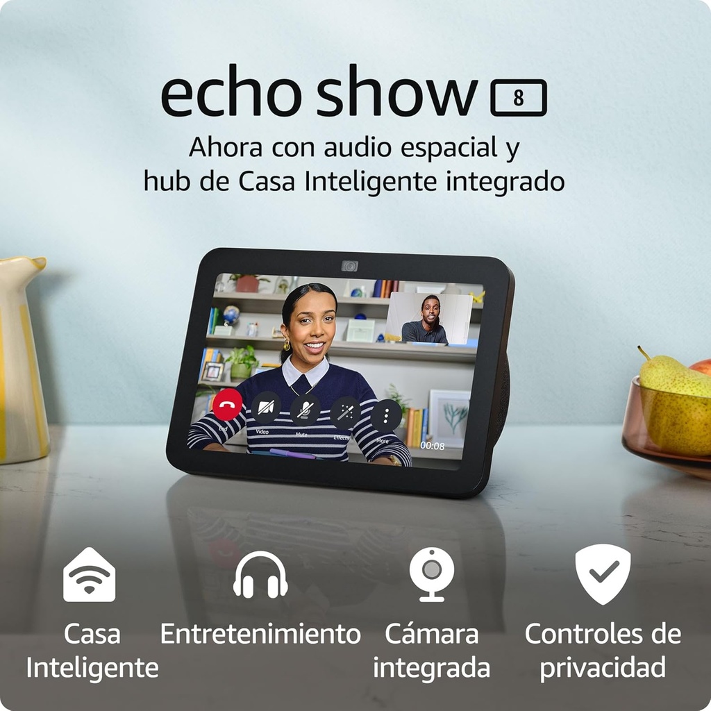 Amazon Echo Show 8 (3.ª generación, modelo de 2023) | Pantalla con audio espacial, hub de casa inteligente y Alexa | Negro | UPC: 840268905323