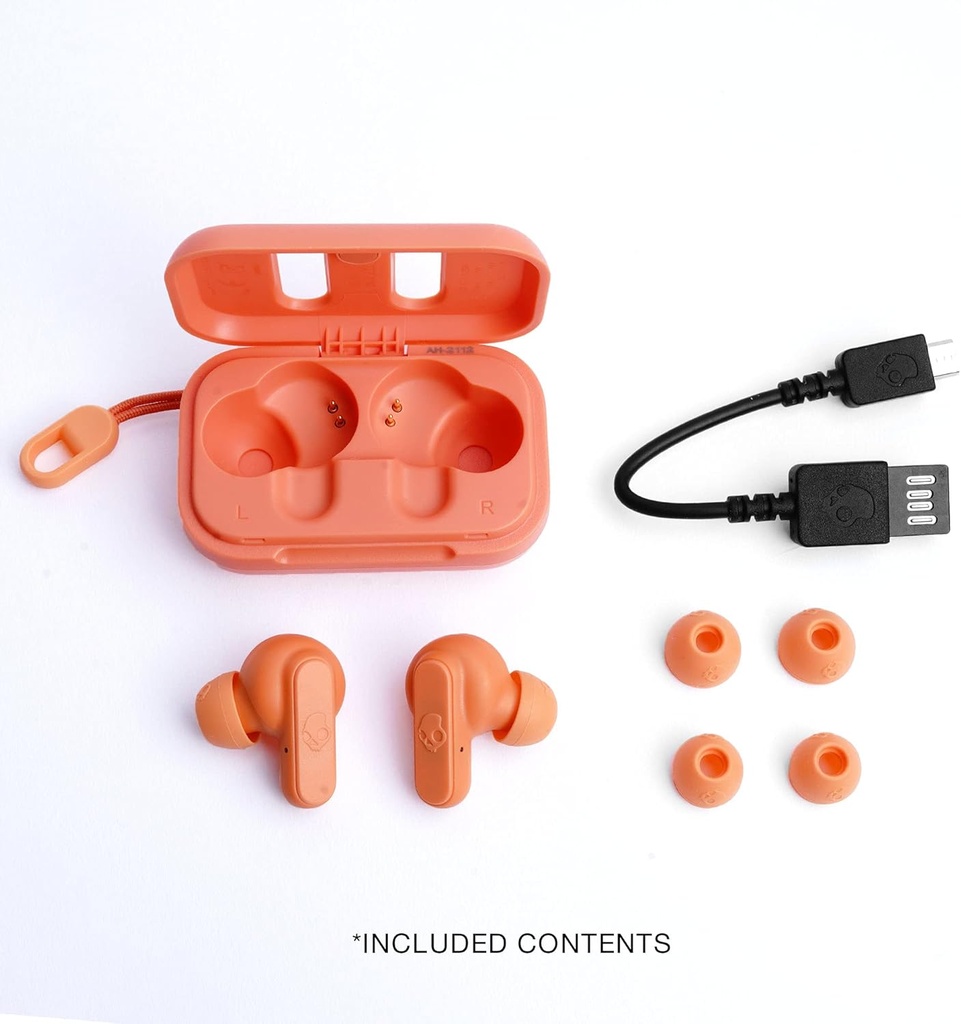 Skullcandy Dime Auriculares In-Ear Inalámbricos, 12 h de Autonomía, Micrófono, Compatibles con iPhone Android y Dispositivos Bluetooth,, Golden Orange