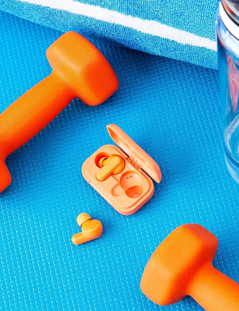 Skullcandy Dime Auriculares In-Ear Inalámbricos, 12 h de Autonomía, Micrófono, Compatibles con iPhone Android y Dispositivos Bluetooth,, Golden Orange