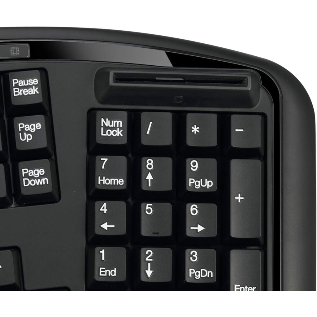 Adesso TruForm AKB-150SB-TAA – Teclado Ergonómico con Lector Smart Card, Certificación TAA, Conexión USB, Diseño Dividido, Color Black