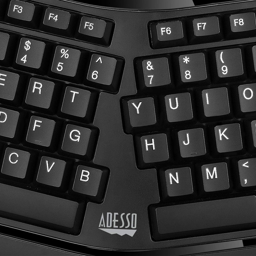 Adesso TruForm AKB-150SB-TAA – Teclado Ergonómico con Lector Smart Card, Certificación TAA, Conexión USB, Diseño Dividido, Color Black