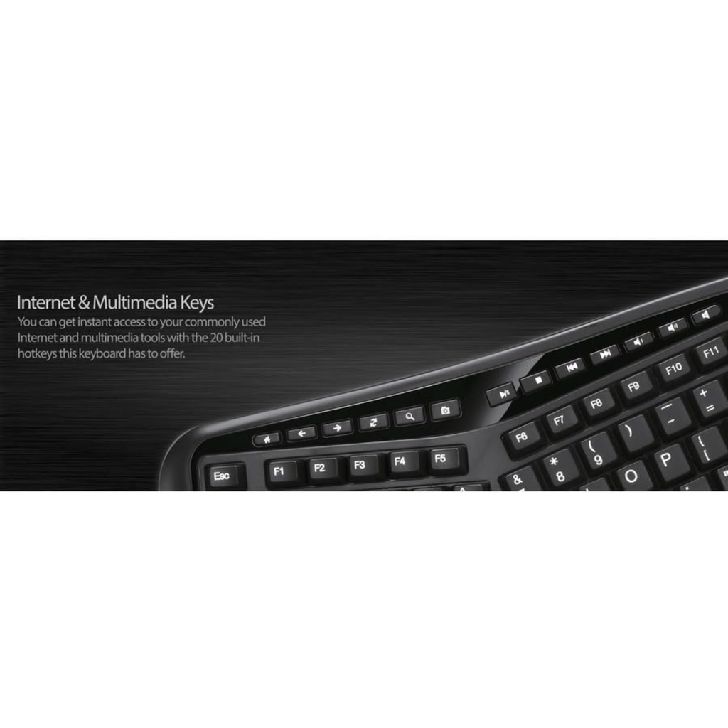 Adesso TruForm AKB-150SB-TAA – Teclado Ergonómico con Lector Smart Card, Certificación TAA, Conexión USB, Diseño Dividido, Color Black