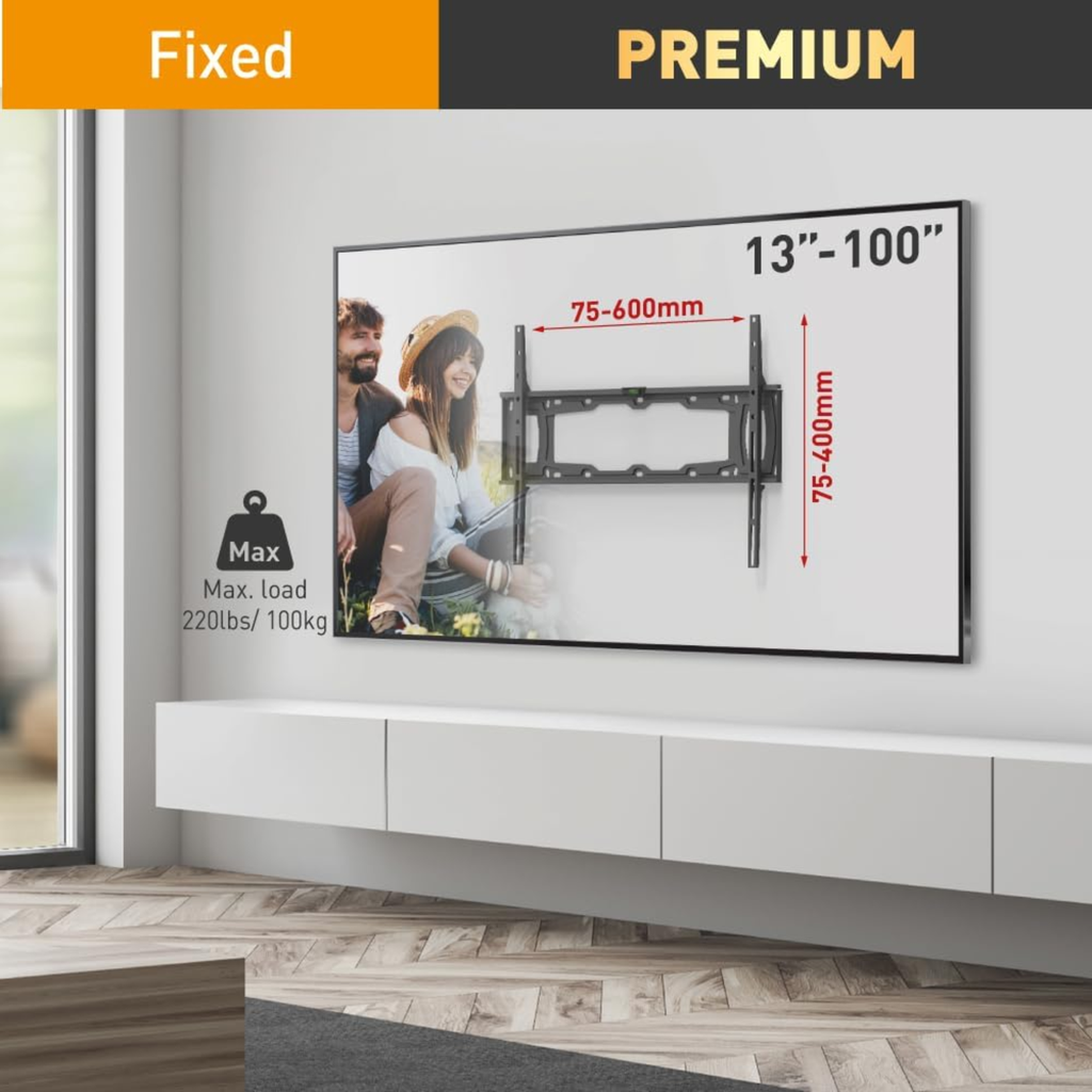 Barkan Soporte Fijo para TV 32" a 90" – Compatible con Pantallas Planas y Curvas, Instalación Segura y Ultra Resistente