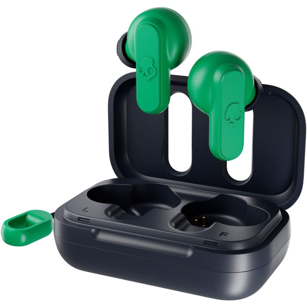 Skullcandy Dime True Wireless – Audífonos Bluetooth Compactos, Micrófono Integrado, Estuche Portátil, Color Dark Blue/Green