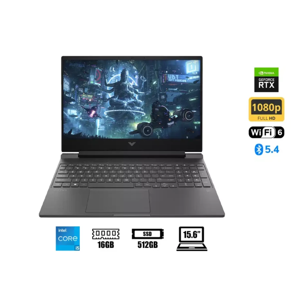 HP Victus 15-FA2082 – Laptop Gamer 15.6″ FHD, Intel Core i5-13420H, 16GB RAM, 512GB SSD, NVIDIA RTX 4050 6GB, Windows 11, Mica Silver