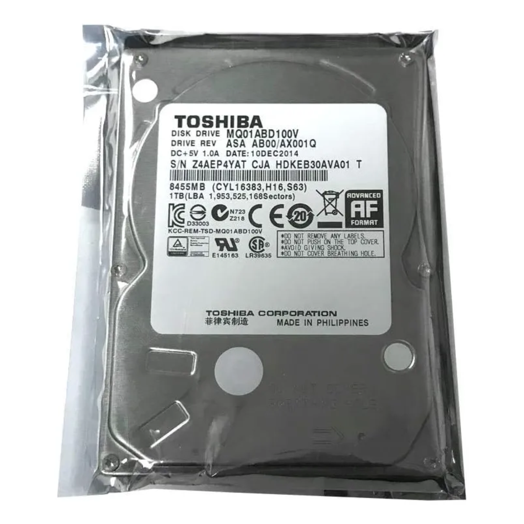 Toshiba 1TB 2.5" SATA – Disco Duro PULL 5400 RPM, Ideal para Laptops, PC Compactas y Sistemas de Videovigilancia