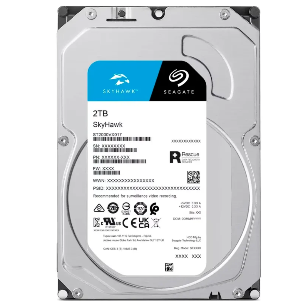 Seagate SkyHawk 2TB ST2000VX017 – Disco Duro 3.5" SATA III para Videovigilancia, 24/7, Optimizado para DVR y NVR