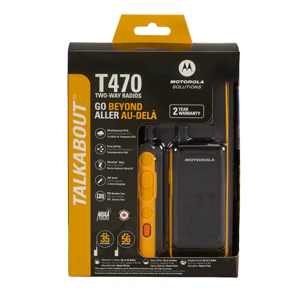 Radios de Dos Vías Recargables – Paquete Doble, Largo Alcance, Manos Libres, USB Rechargeable, Color Negro/Amarillo