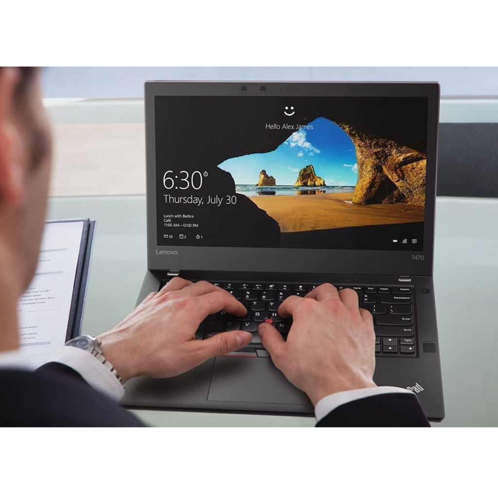 Lenovo ThinkPad T470 Refurbished Grade A – Laptop 14″ IPS Full HD, Intel Core i5-6200U, 8GB RAM, 256GB SSD, Teclado Retroiluminado Inglés/Español, Windows 11 Pro