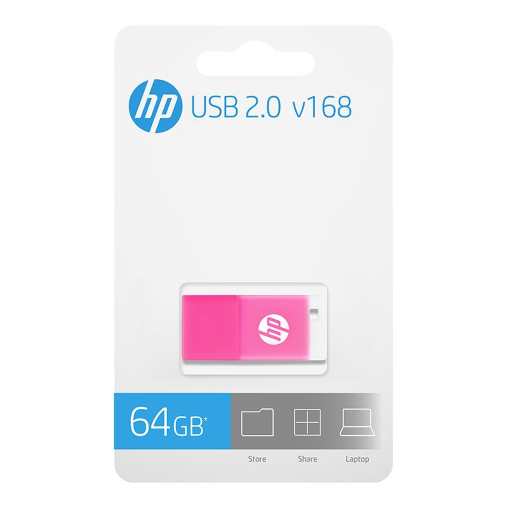 HP v168 64GB Pink – Memoria USB 2.0, Diseño Compacto y Duradero, Ideal para Escuela, Oficina y Respaldo de Archivos