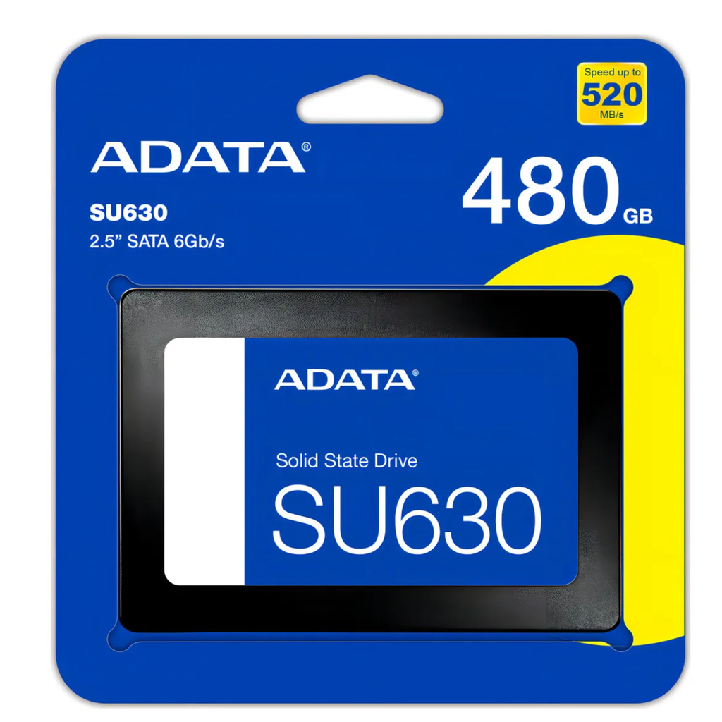ADATA Ultimate SU630 480GB – SSD 2.5" SATA III, Velocidad Mejorada, 3D QLC NAND, Ideal para Laptops y PC