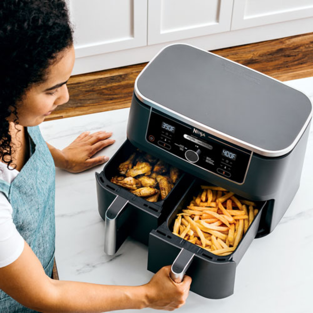 Ninja Foodi Dual Zone Air Fryer 10 Qt – Freidora de Aire 4-en-1 con 2 Canastas, Tecnología DualZone, Color Negro