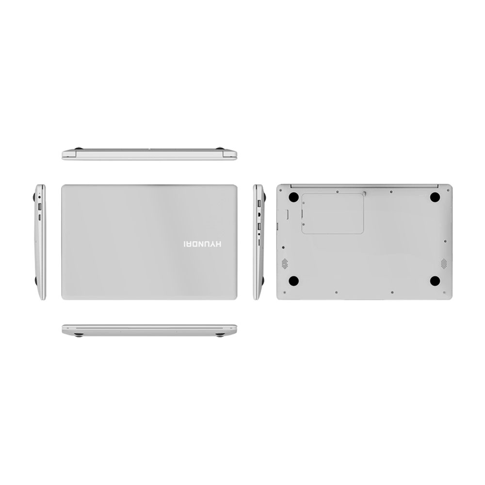 Hyundai Hybook 14.1" Celeron Laptop, 4GB RAM, 64GB Storage, Expandable 2.5" SATA HDD Slot, Windows 10 Home, RJ45, WiFi, English - Silver