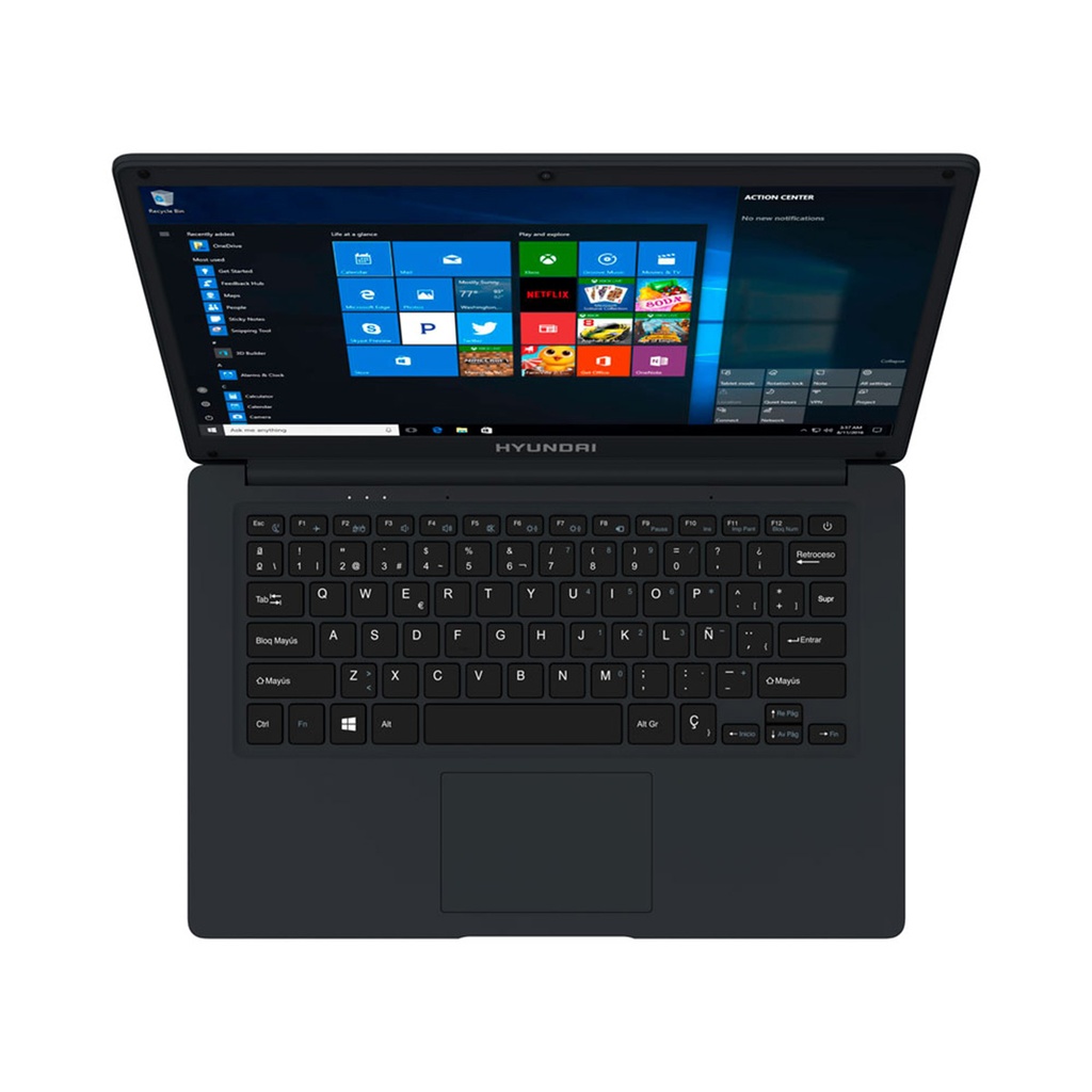 Hyundai HyBook 14.1" 1366x768, Intel N3350, 4GB RAM, 64GB + 1TB HDD, 0.3MP, RJ45, WiFi, BT 4.0, Windows 10 Home S Mode, 5000mAh, English, Space Grey