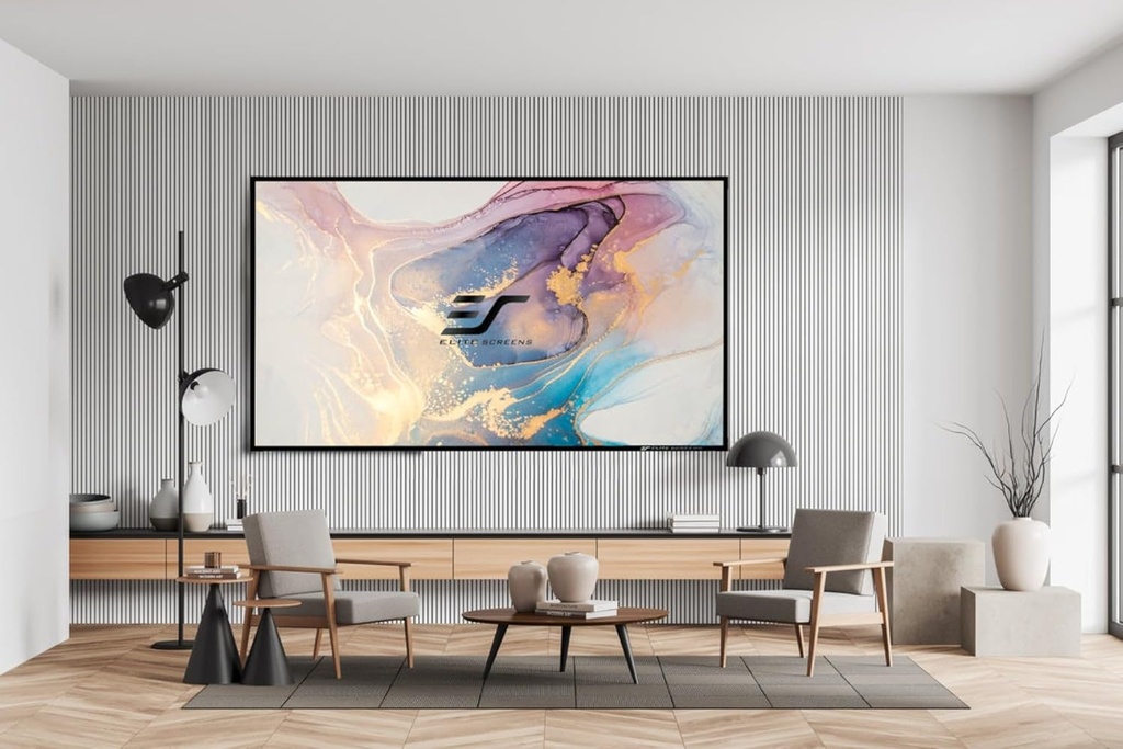 Elite Screens AR100WH2 Serie Aeon, 100 Pulgadas Diagonal, relación de aspecto 16:9, Pantalla de proyección 4K de marco fijo sin bordes para cine en casa