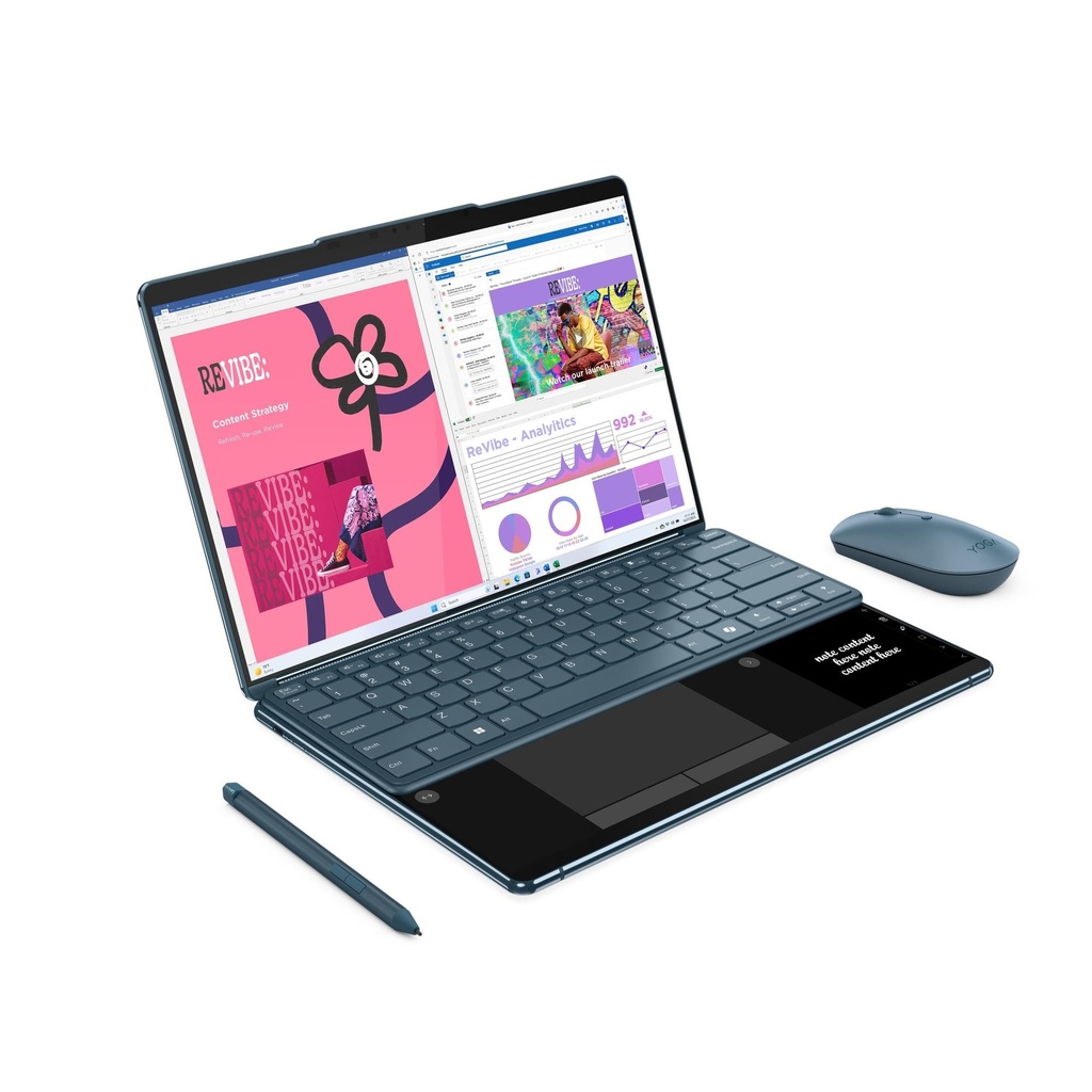 Lenovo YOGA BOOK 9 13IMU9 Core™ Ultra 7 155U 1TB 16GB Dual 13.3" (2880x1800) OLED TOUCHSCREEN WIN11 TIDAL TEAL Keyboard Mouse Folio Digital Pen
