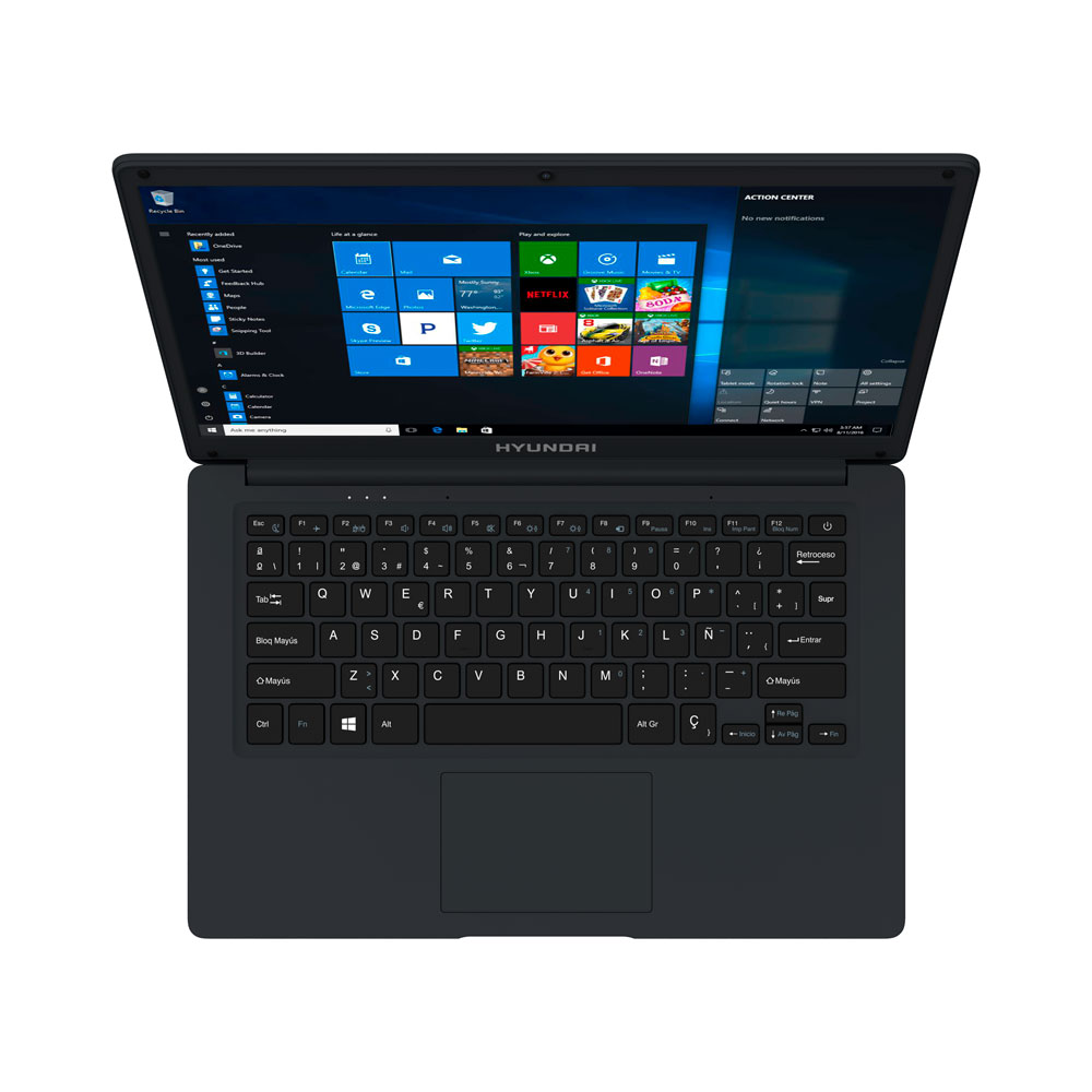 Laptop Hyundai HyBook 14.1” Celeron, 4GB RAM, 64GB HDD, Expandible 2.5” SATA HDD Slot, Windows 10 Home, WiFi, Space Grey - Refurbished