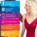 Singing Machine Máquina de Canto portátil, micrófono de Karaoke Bluetooth de Mano y Altavoz con Luces sincronizadas y 22 Efectos vocales sintonizados profesionalmente para Adultos y niños, Negro