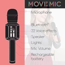 Singing Machine Máquina de Canto portátil, micrófono de Karaoke Bluetooth de Mano y Altavoz con Luces sincronizadas y 22 Efectos vocales sintonizados profesionalmente para Adultos y niños, Negro