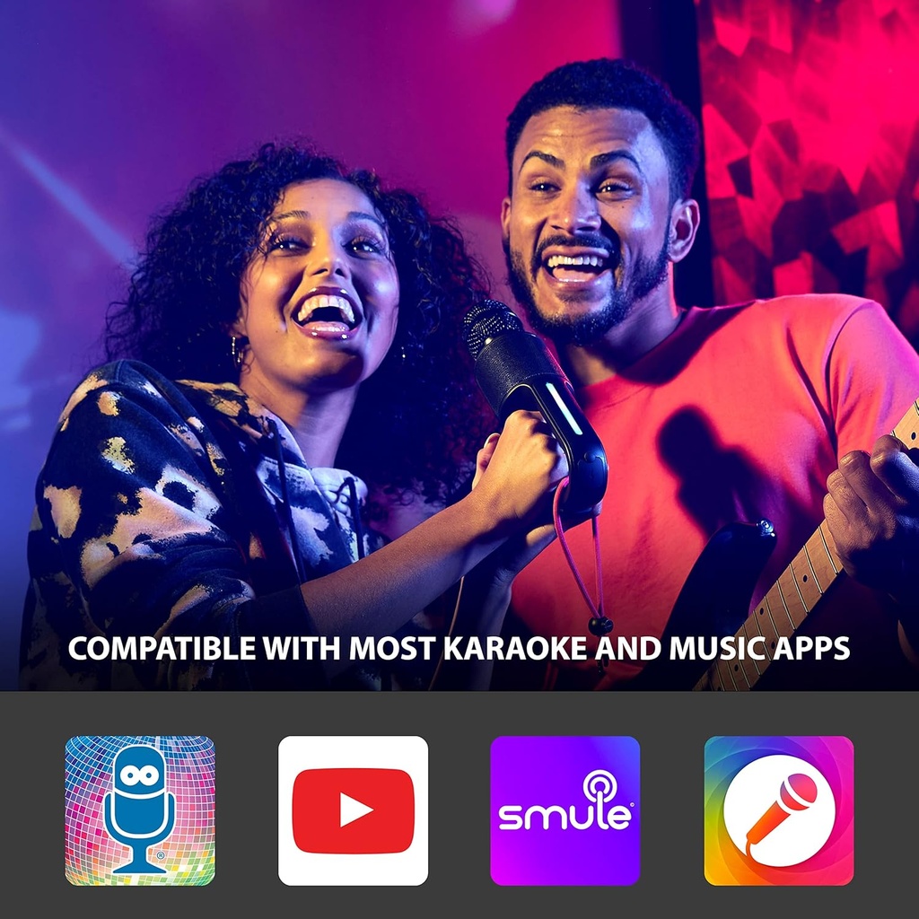 Singing Machine Máquina de Canto portátil, micrófono de Karaoke Bluetooth de Mano y Altavoz con Luces sincronizadas y 22 Efectos vocales sintonizados profesionalmente para Adultos y niños, Negro