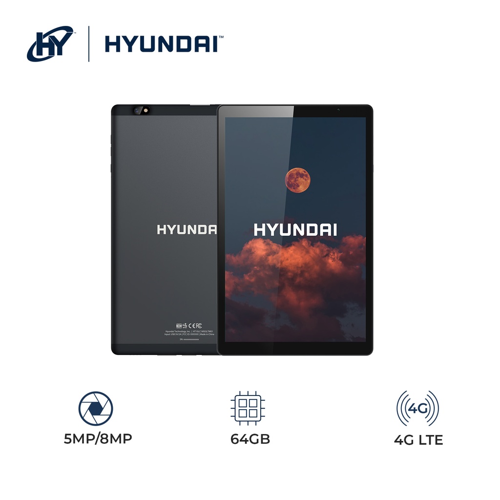 Hyundai HYtab Pro 10LC1, 10.1" 800*1280 HD IPS, Android 13, Spreadtrum SC9863A, Octa-Core Processor, 4GB RAM, 64GB Storage,  5MP/8MP, 6000mAh, LTE, Includes Stylus Pen, Earbuds, Screen Protector and Folio PU Case - Space Grey