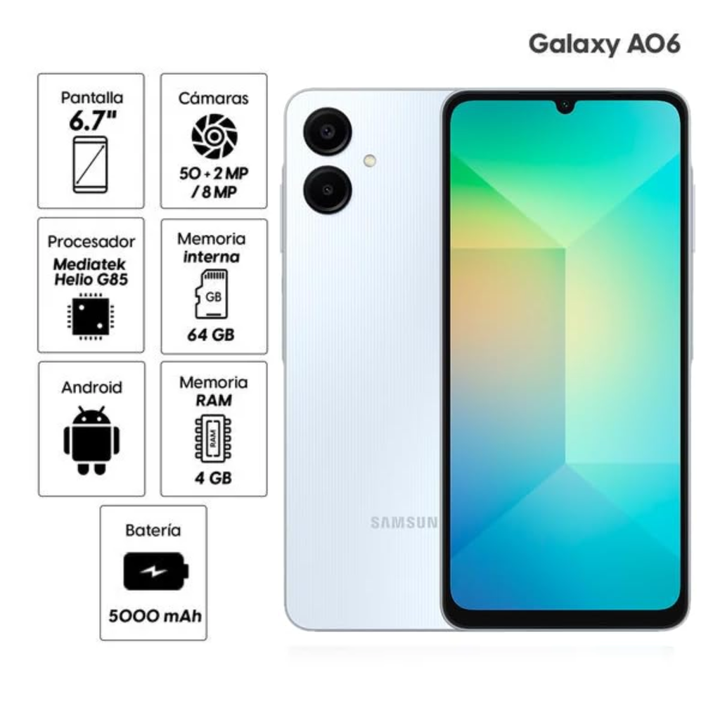 Samsung A06 4GB, 128GB - Light Blue Dual Sim (Latin)