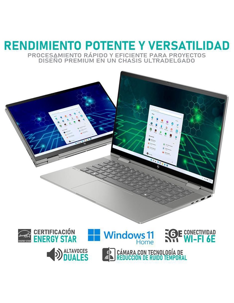 HP Envy x360 15-FE0053 2-IN-1 Core™ Ultra 7 155U 512GB SSD 16GB 15.6" (1920x1080) TOUCHSCREEN WIN11 MINERAL SILVER Backlit Keyboard FP Reader