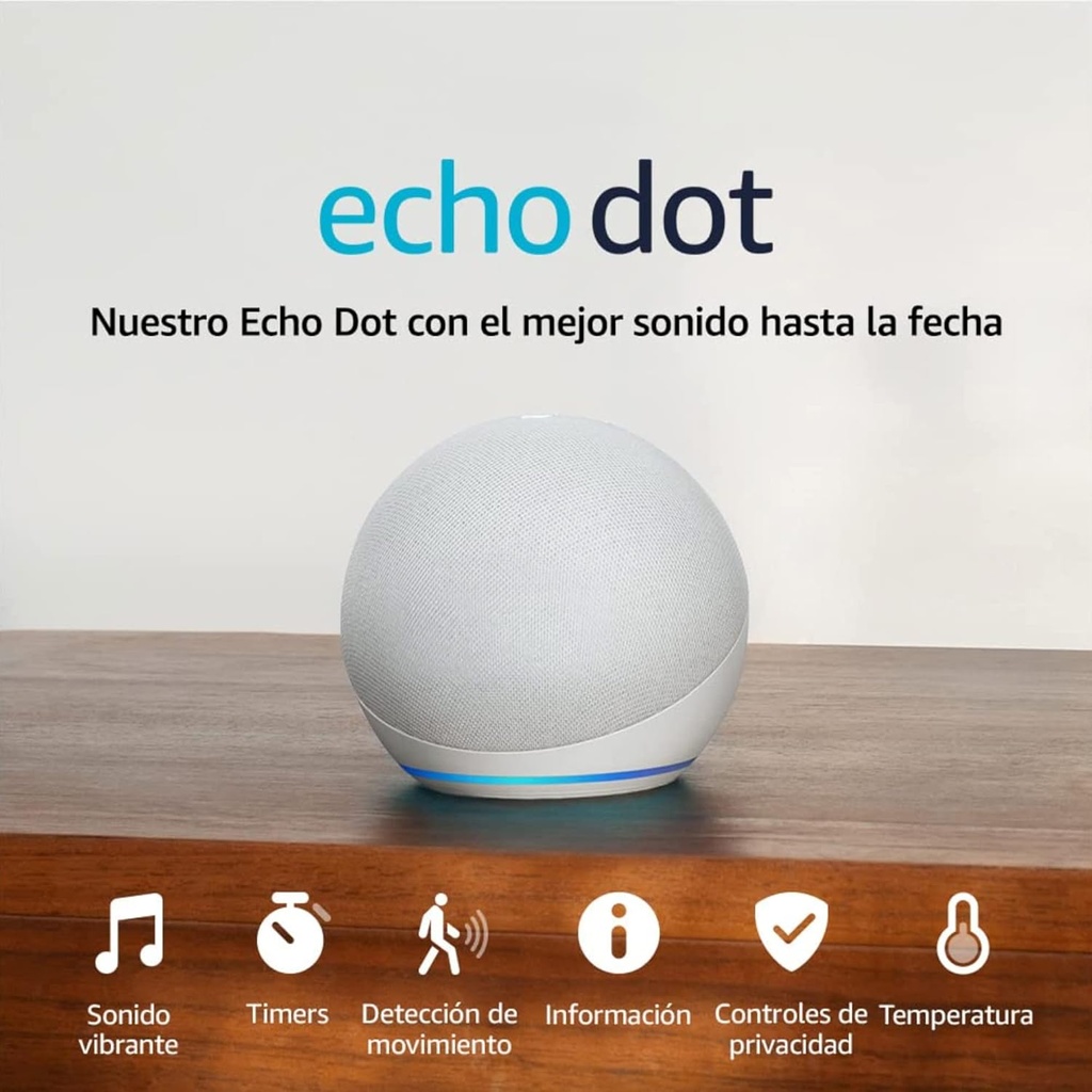 Amazon Echo Dot (5.ª generación, modelo de 2022) | Bocina inteligente con Alexa | Blanco | UPC: 840080531083
