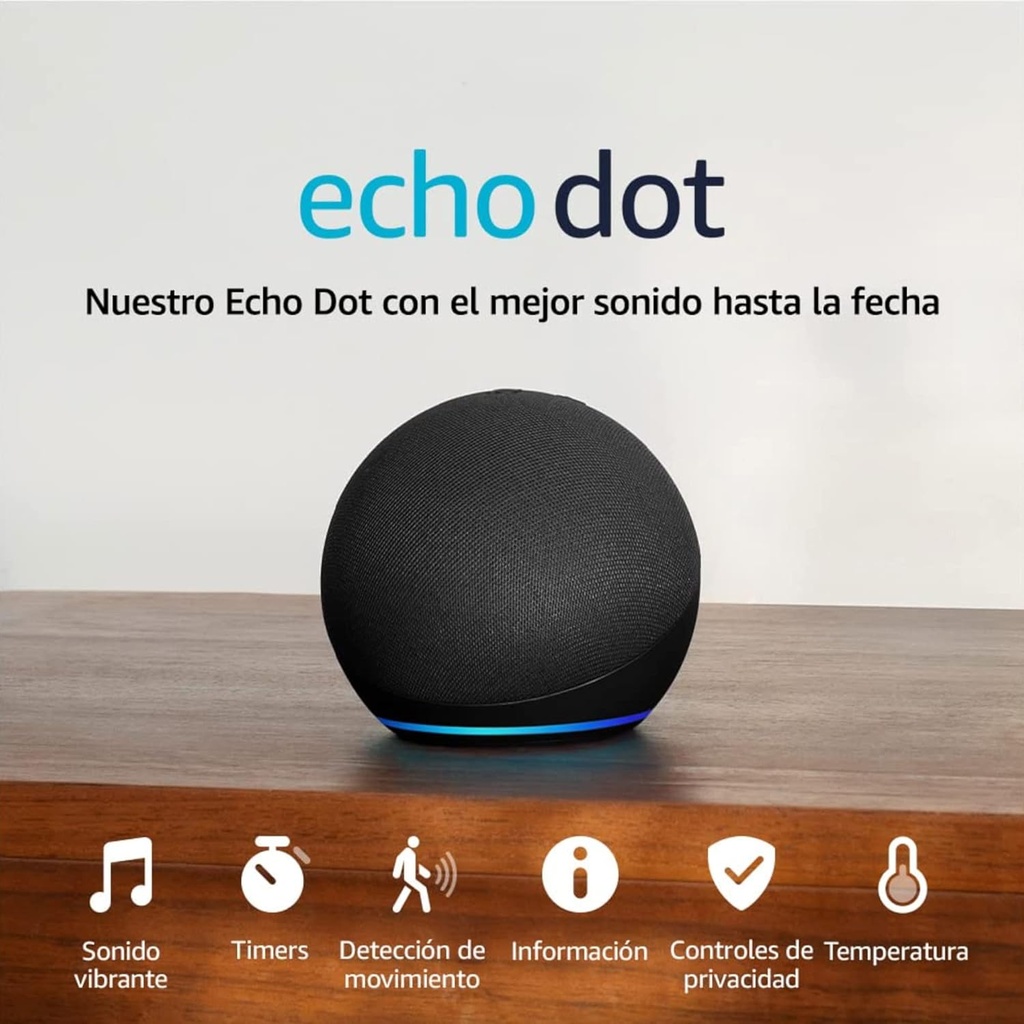 Amazon Echo Dot (5.ª generación, modelo de 2022) | Bocina inteligente con Alexa | Negro | UPC: 840080503653