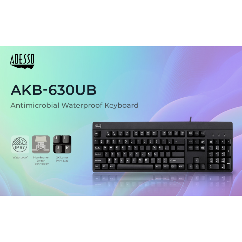 Adesso EasyTouch 630UB - Antimicrobial Waterproof Keyboard