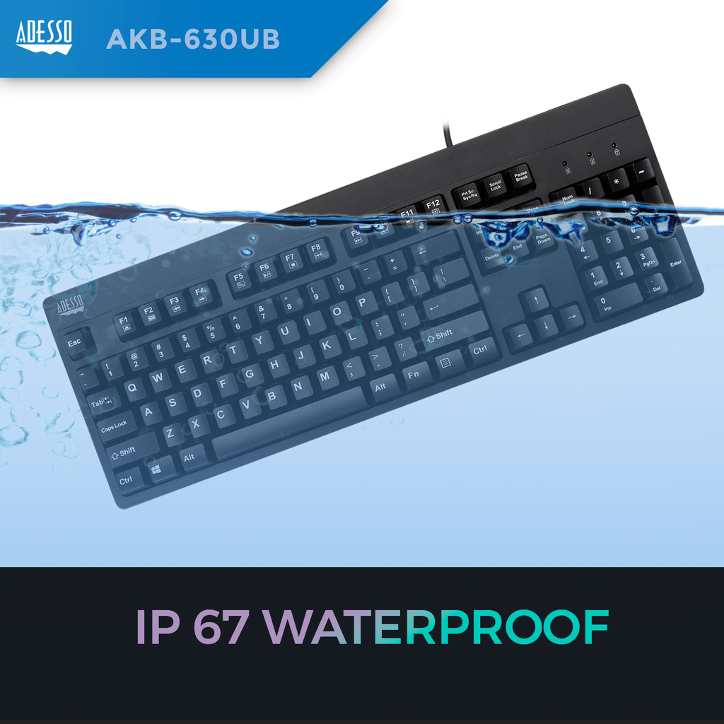 Adesso EasyTouch 630UB - Antimicrobial Waterproof Keyboard