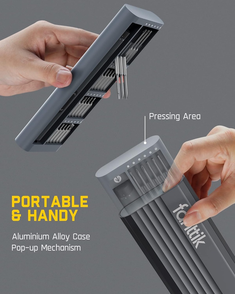 Fanttik Mini Electric Screwdriver, Precision Screwdriver Set with 24 Magnetic Precision Bits, 2 Gears Torque, Cordless, Repair Tool Set for Phone Camera Laptop Watch- E1 PRO