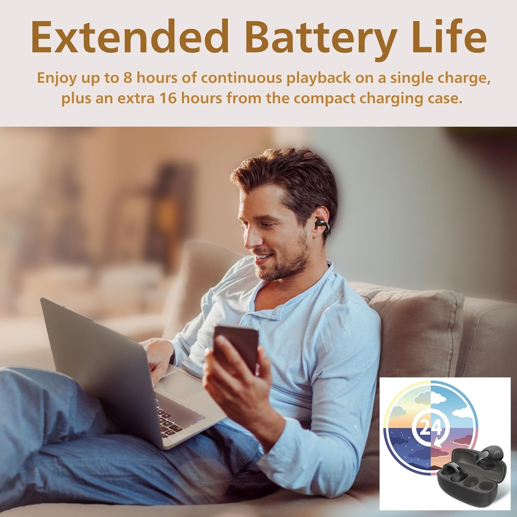 JVC Nearphone Wireless Open-Earcuff Earbuds (Black)