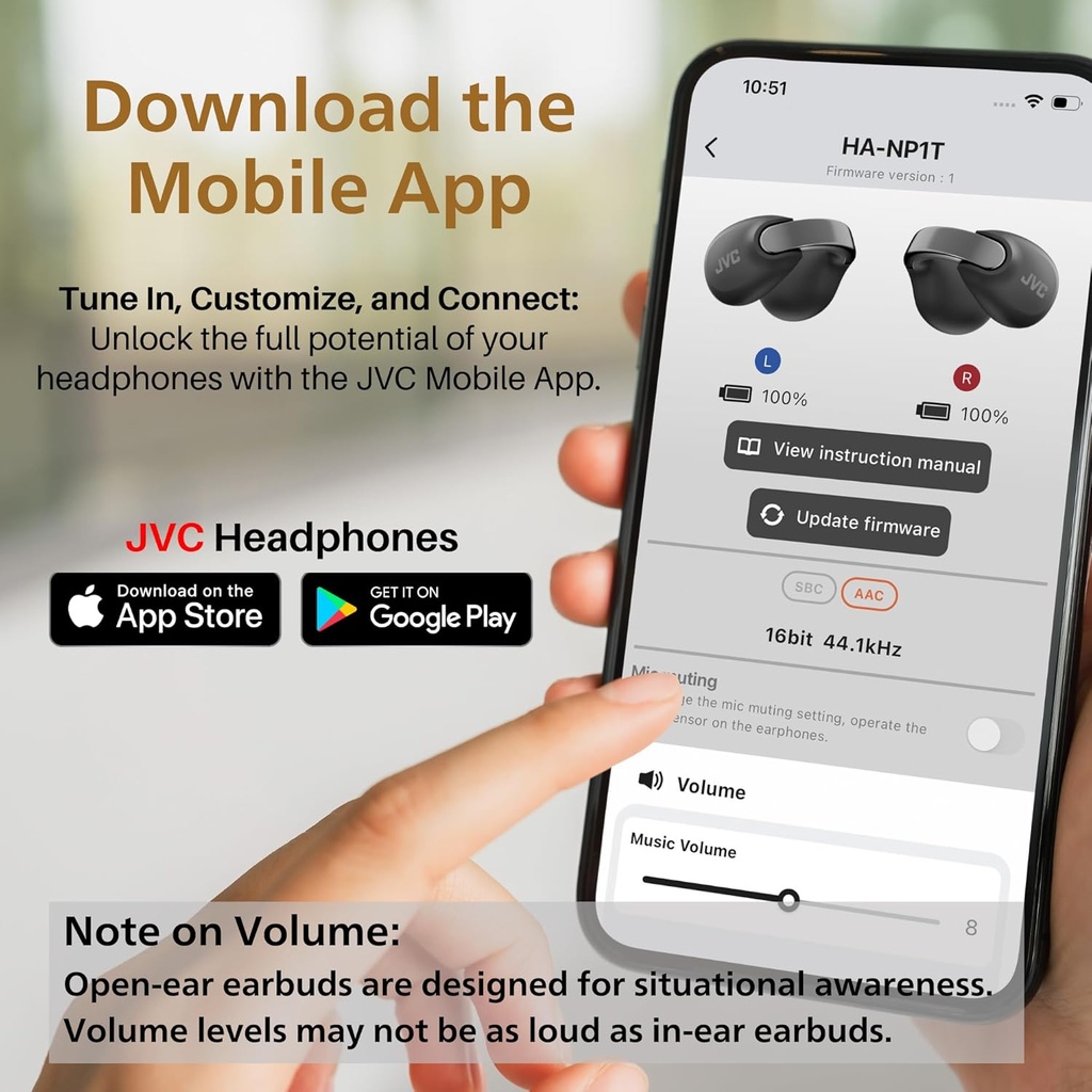 JVC Nearphone Wireless Open-Earcuff Earbuds (Black)