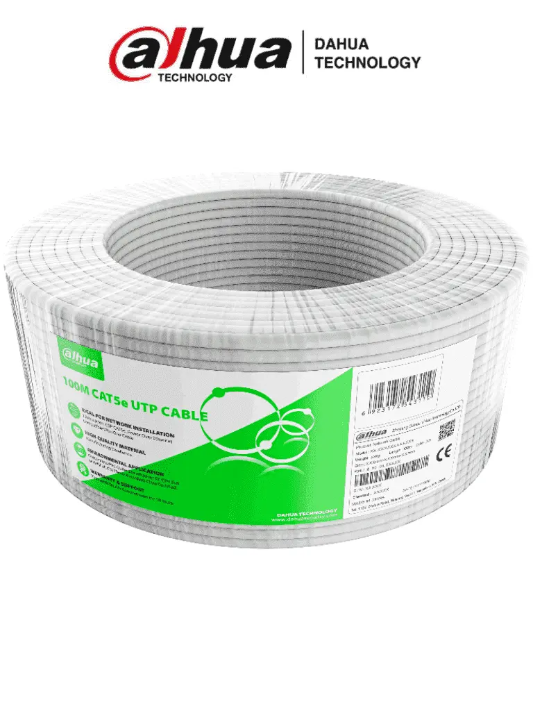 Bobina de Cable UTP Cat5e - 100 Mts - CCA - Color Blanco - Uso Interior - Cubierta de FR-PVC (ROHS compliant)