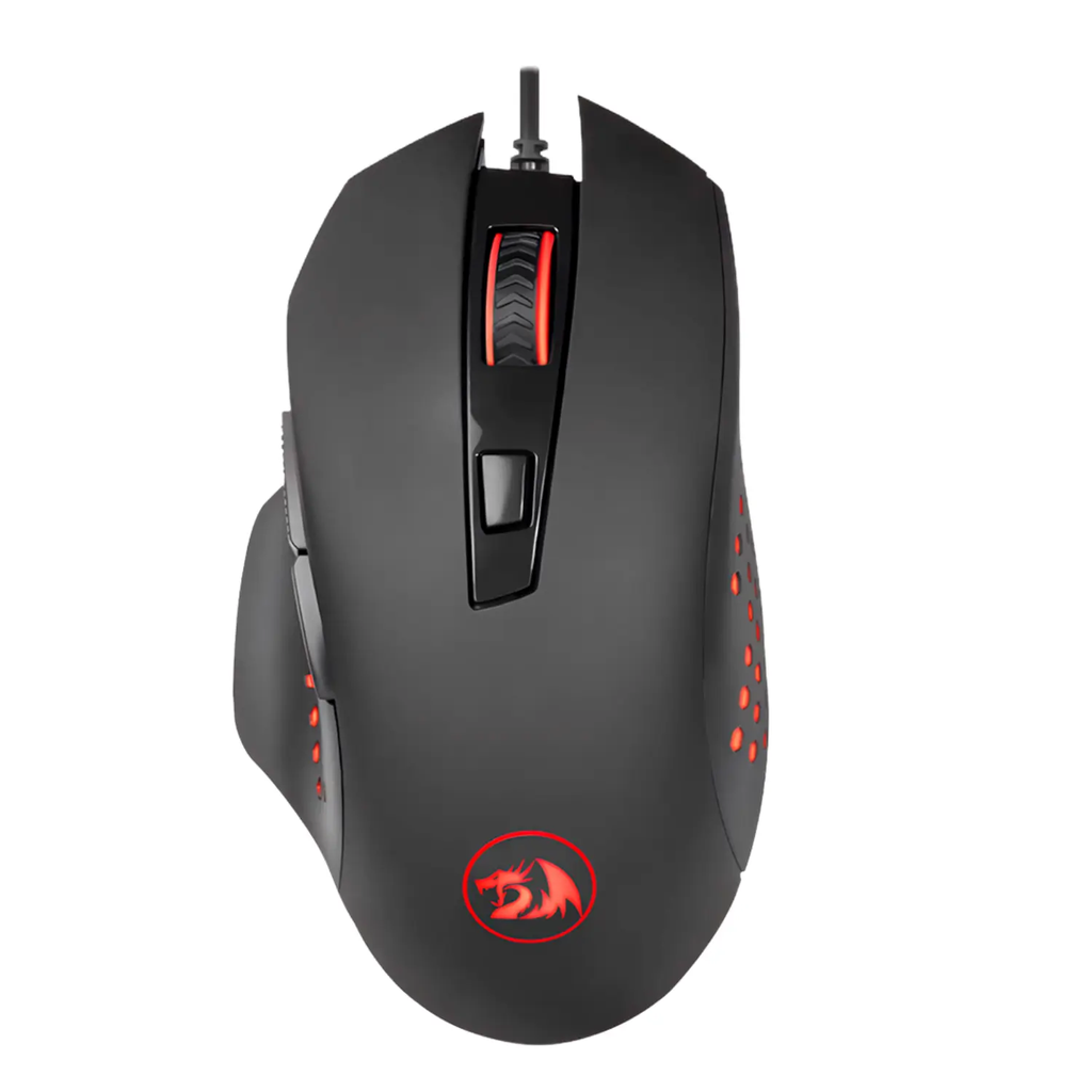 Mouse Gamer Gainer Black – Inalámbrico y Alámbrico, 600–4000 DPI, 7 Botones Programables, Luz Roja, 500Hz de Frecuencia de Respuesta