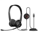 Cyber Acoustics AC-204 ENC – Headset USB con Micrófono, Cancelación de Ruido ENC, Diadema Ligera, Control en Cable, Ideal para Clases, Oficina y Videollamadas