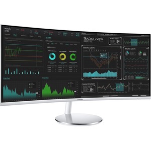 Open Box Samsung C34J791WTN 34" Double Full HD (DFHD) Curved Screen LCD Monitor - 21:9 - Silver, White